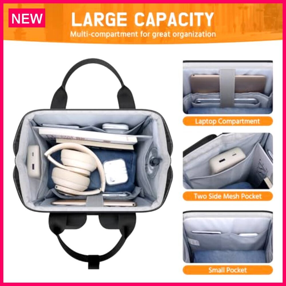 Large 17.3 Inch Laptop Backpack Waterproof Anti-theft Travel Work Bag - Picture 4 of 7